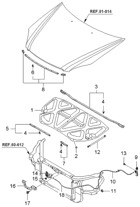 2006 Kia Optima Locking System-Hood Diagram