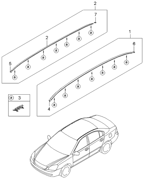 2006 Kia Optima Spoiler-Rear & Roof Molding Diagram