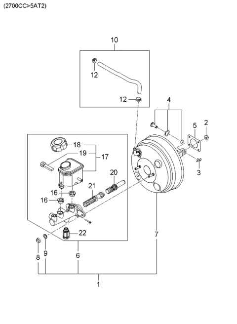 2006 Kia Optima Brake Master Cylinder & Vacuum Hose Diagram 9