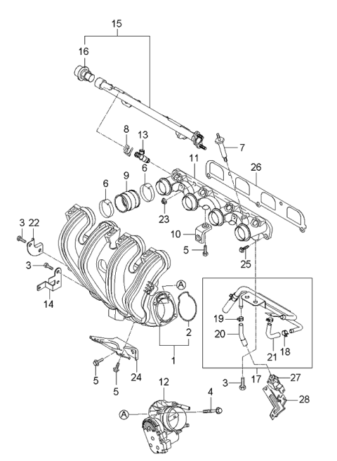 2006 Kia Optima Stay-Intake Manifold Diagram for 2842125020