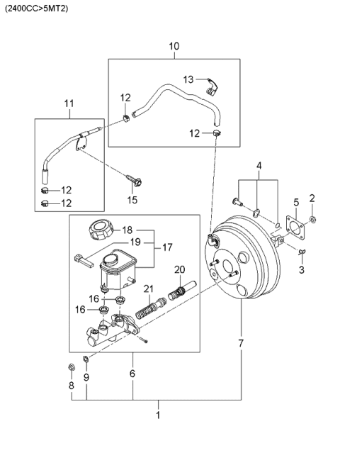 2006 Kia Optima Brake Master Cylinder & Vacuum Hose Diagram 2