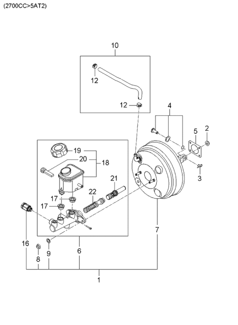 2006 Kia Optima Brake Master Cylinder & Vacuum Hose Diagram 7