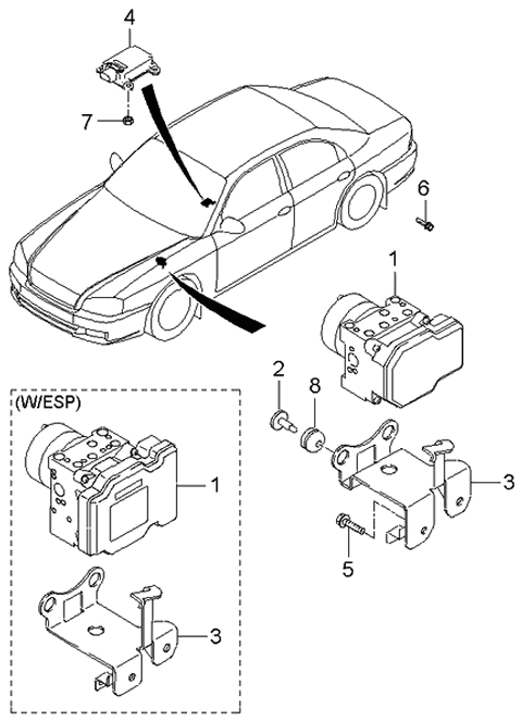 2006 Kia Optima Bracket-Hydraulic Module Diagram for 589602G200