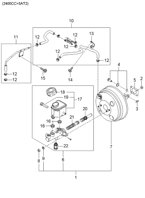 2006 Kia Optima Brake Master Cylinder & Vacuum Hose Diagram 6