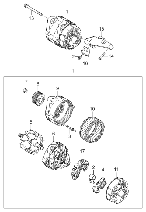 2006 Kia Optima Pulley-Generator Diagram for 373213E100