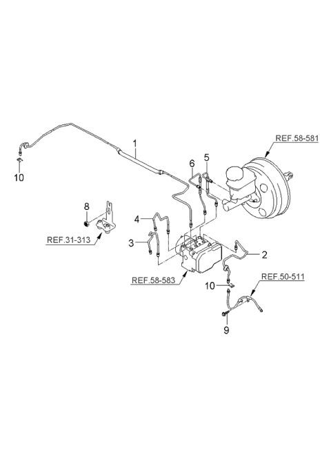 2006 Kia Optima Tube-Master Cylinder To Front Bra Diagram for 587152G100