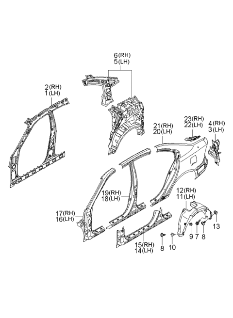 2006 Kia Optima Panel Assembly-Pillar Outer Diagram for 711102GA50