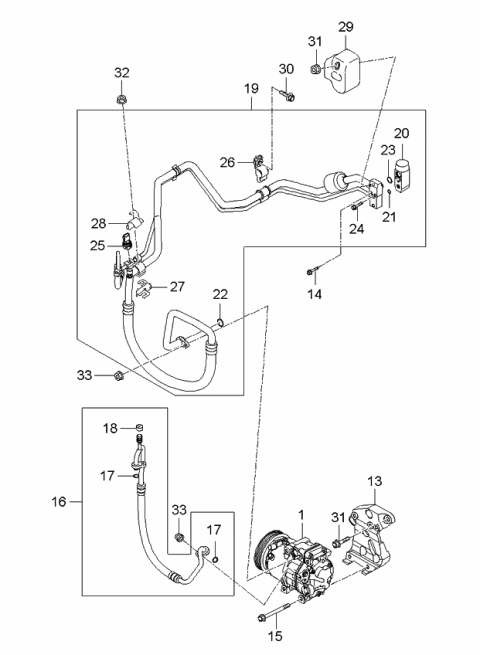 2006 Kia Optima Compressor Assembly Diagram for 977013K125