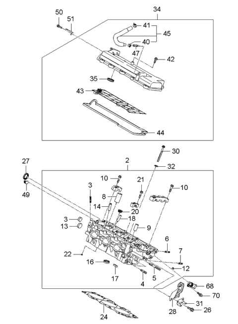 2006 Kia Optima Gasket-Rocker Cover Diagram for 224413E021