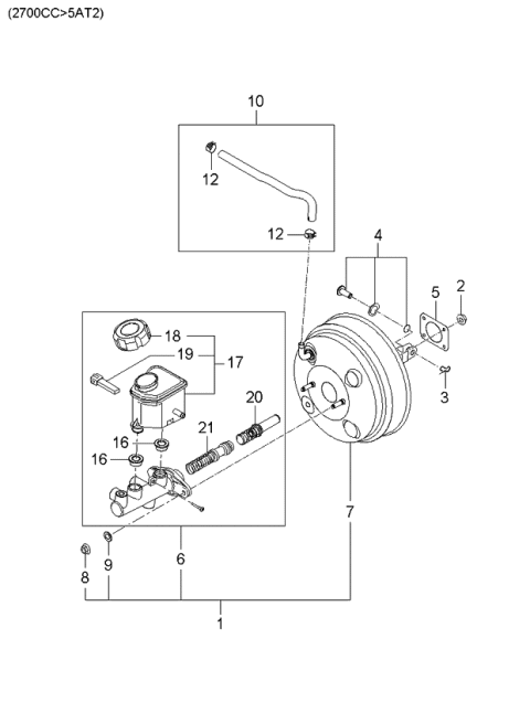 2006 Kia Optima Brake Master Cylinder & Vacuum Hose Diagram 8