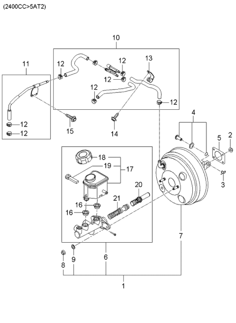2006 Kia Optima Booster & Master Cylinder Diagram for 585002G100