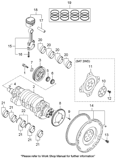 2006 Kia Optima Piston, Crankshaft & Flywheel Diagram 1