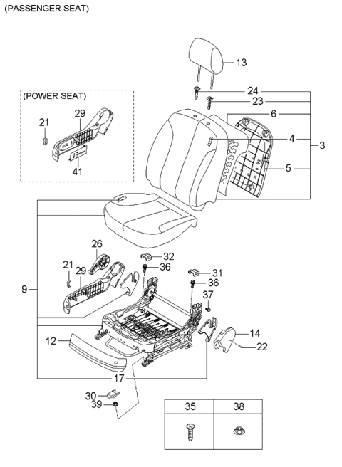 2006 Kia Optima Back Assembly-Front Seat,RH Diagram for 884052G100809