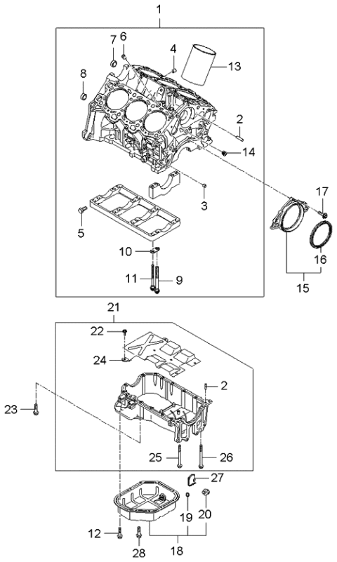 2006 Kia Optima Block Assembly-Cylinder Diagram for 211003E002