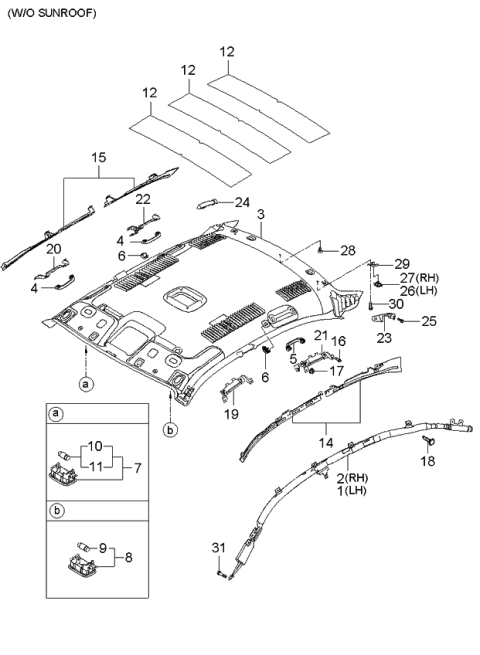 2006 Kia Optima Headlining Assembly Diagram for 853002G460J7