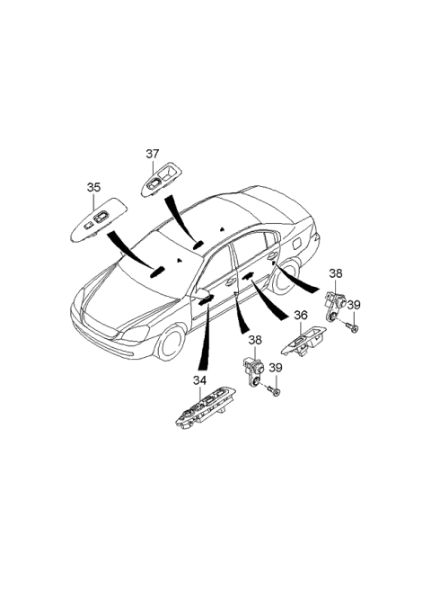 2006 Kia Optima Power Window Main Switch Assembly Diagram for 935702G150T0