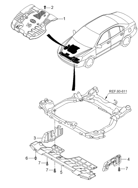 2006 Kia Optima Under Cover Diagram for 291202G100