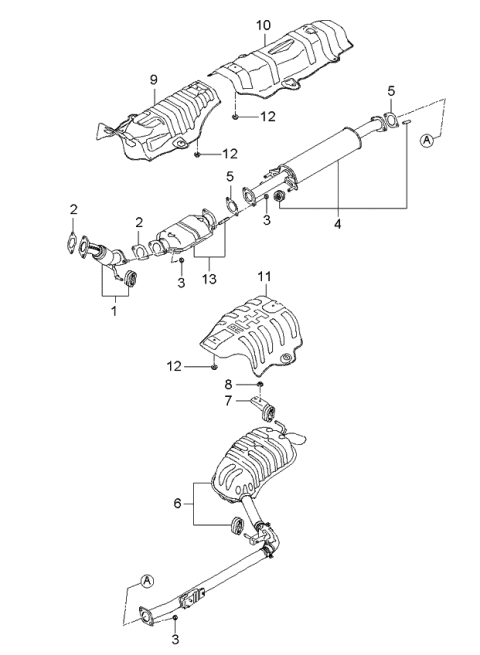 2006 Kia Optima Main Muffler Assembly Diagram for 287002G401