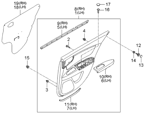 2006 Kia Optima Finishing-Rear Door Diagram