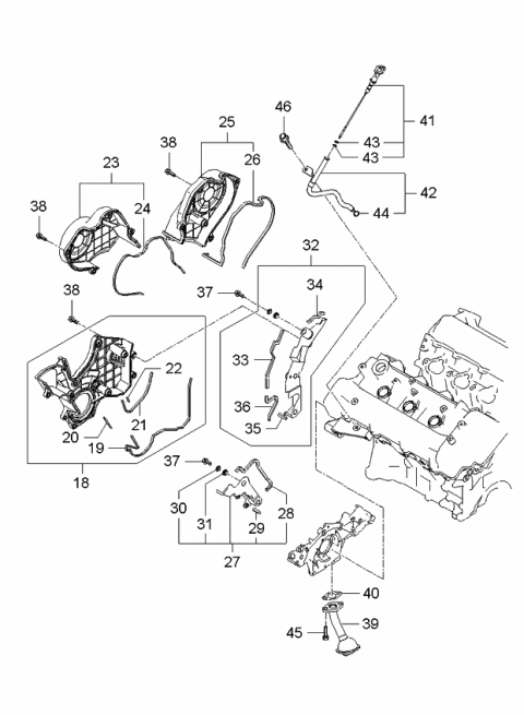 2006 Kia Optima Produced Before SEP.2006 Timing Cover & Oil Pump Diagram 2