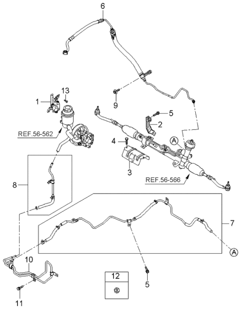 2006 Kia Optima Power Steering Hose & Bracket Diagram 1