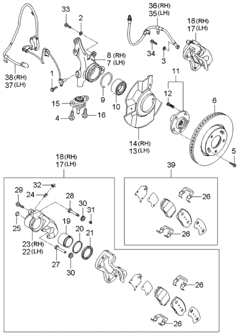 2006 Kia Optima Front Axle Knuckle Left Diagram for 517152G000