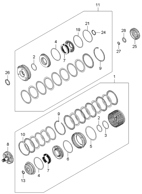 2006 Kia Optima Hub-Over Driver Clutch Diagram for 454613A200