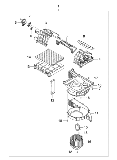 2006 Kia Optima Air Filter Assembly Diagram for 971333K000