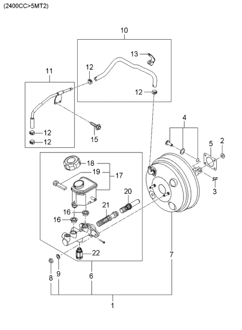 2006 Kia Optima Brake Master Cylinder & Vacuum Hose Diagram 3