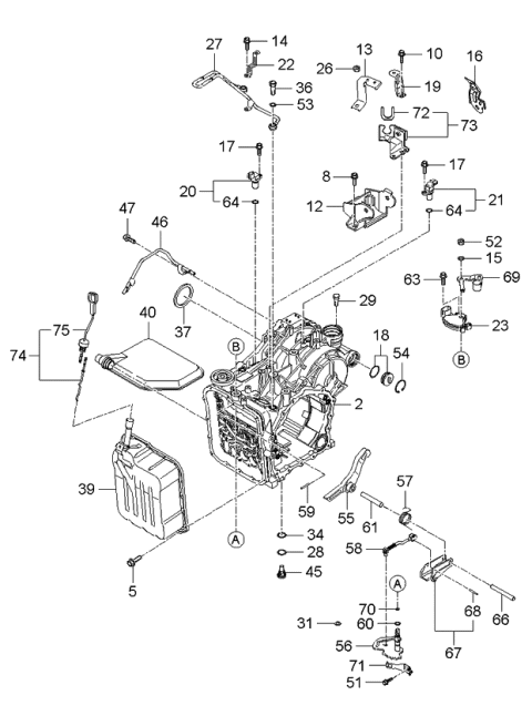 2006 Kia Optima Knob Assembly Diagram for 465813A250