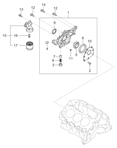 2006 Kia Optima Produced Before SEP.2006 Timing Cover & Oil Pump Diagram 3