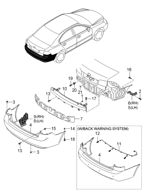 2006 Kia Optima Rear Bumper Cover Diagram for 866112G010