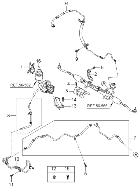 2006 Kia Optima Power Steering Hose & Bracket Diagram 2