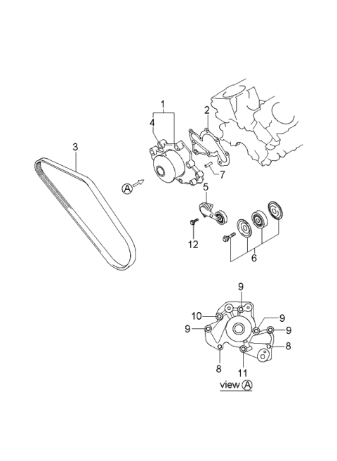 2001 Kia Optima TENSIONER-Drive Belt Diagram for 2528137101