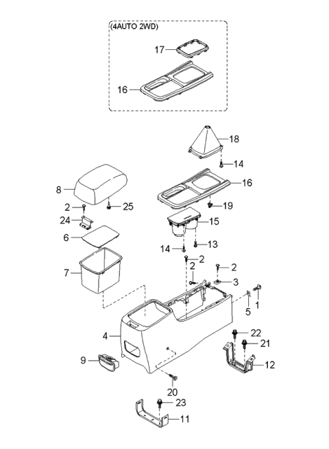 2002 Kia Optima Tray Cover-Console Diagram for 846253C010