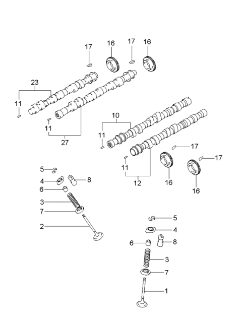 2005 Kia Optima Camshaft & Valve Diagram 4