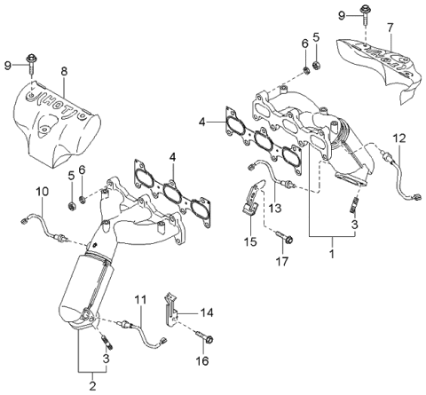 2004 Kia Optima Oxygen Sensor Assembly, Left Diagram for 3921037160