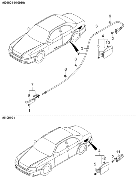 2001 Kia Optima Fuel Filler Door Diagram