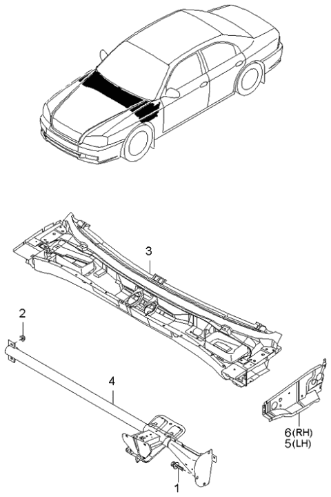 2004 Kia Optima Cowl Panel Diagram