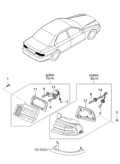 2001 Kia Optima Lamp Assembly-Rear Combination Diagram for 924103C001