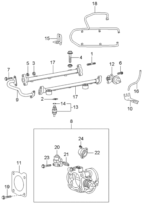 2004 Kia Optima Throttle Body & Injector Diagram 3