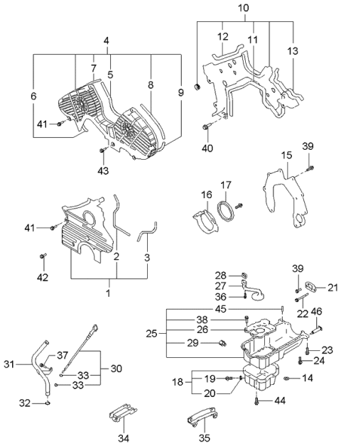 2002 Kia Optima Gasket-Timing Belt Cover Diagram for 2136737100