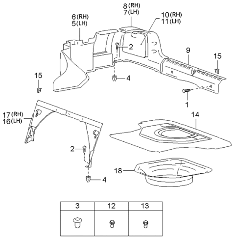 2004 Kia Optima Trim-Partition Side Diagram for 8578538010AQ