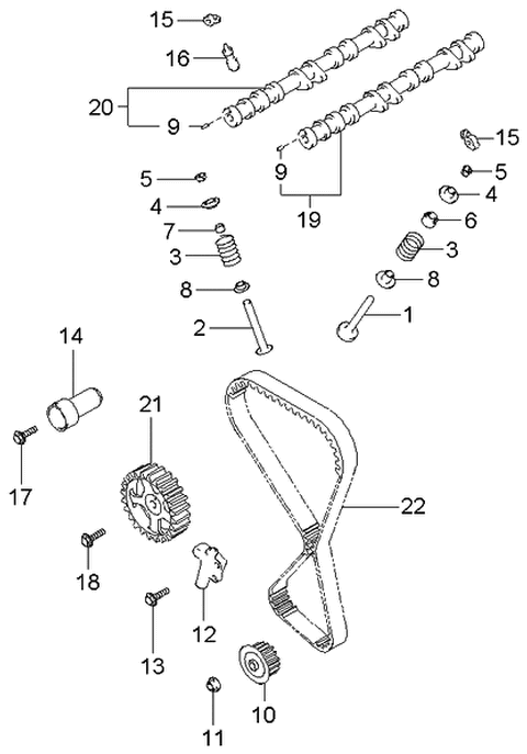 2000 Kia Optima Belt-Valve Timing Diagram for 2431238210