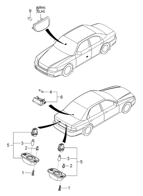 2003 Kia Optima Lens-Door Courtesy,LH Diagram for 9263138000