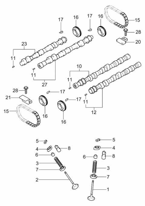 2005 Kia Optima Camshaft & Valve Diagram 5