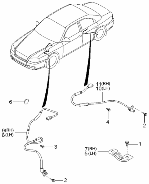 2000 Kia Optima Wheel Sensor Assembly-Abs Diagram for 956803C601