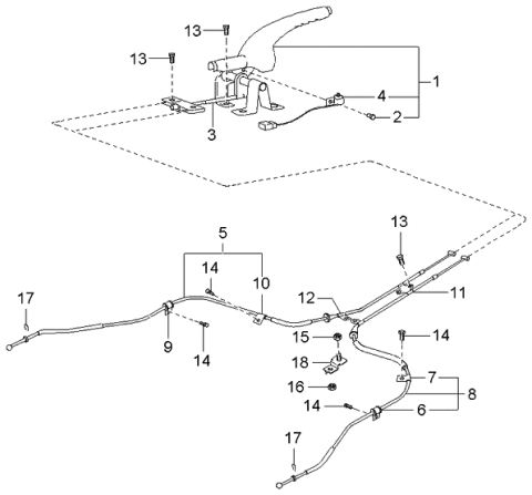 2002 Kia Optima Lever Assembly-Parking Brake Diagram for 597103C002GJ