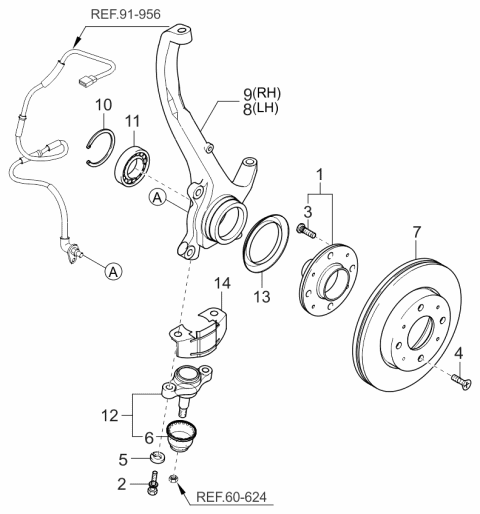 2002 Kia Optima Front Axle Hub Diagram