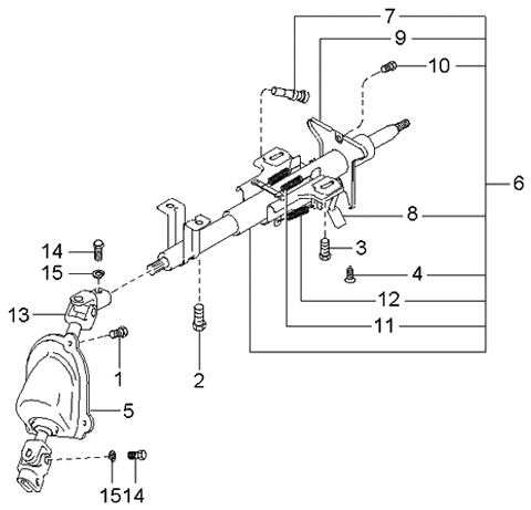 2002 Kia Optima Column Assembly-Steering Diagram for 563103C000